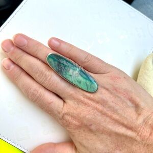 Vintage Fantastic Large Green Turquoise Stone Ring